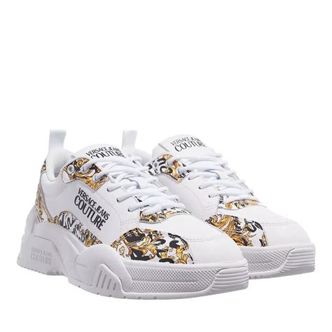 scarpe donna sneakers versace jeans bianco logo oro nuove